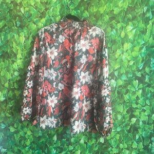 Floral Long Sleeve Women's Top(curvy size)